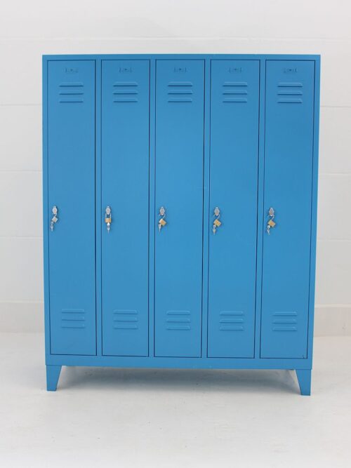 Kleiderspind Metallkorpus blau 150x50x185 abschließbar Frontansicht