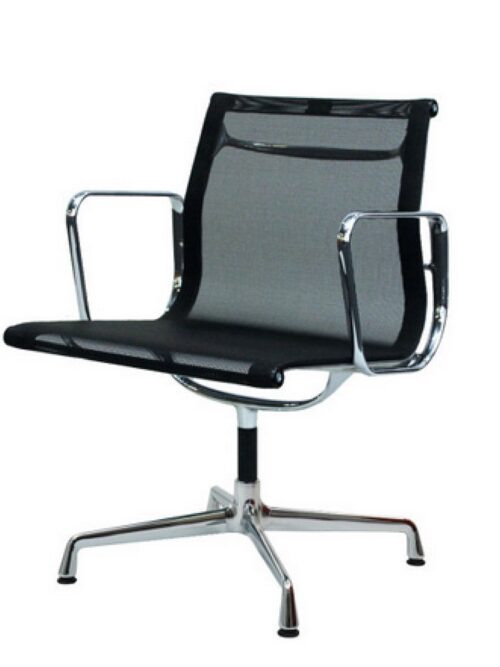 Konferenzsessel Vitra Alu Chair 108 Mesh anthrazit Chomgestell gebraucht Seitenansicht