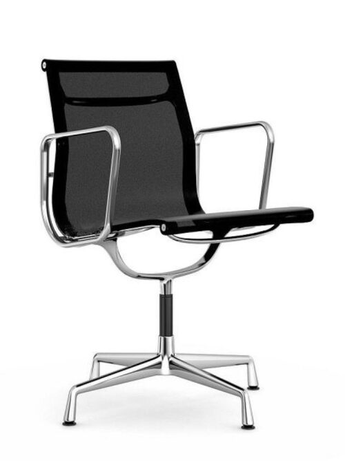 Konferenzsessel Vitra Alu Chair 108 Mesh anthrazit Chomgestell gebraucht Seitenansicht